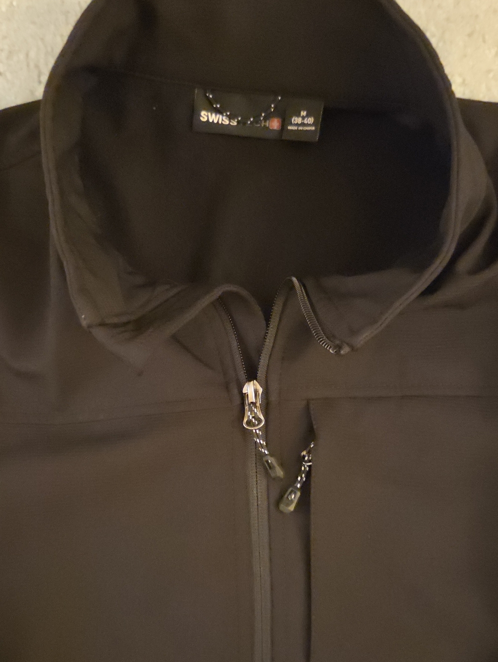 Swiss Tech Men's Black Softshell Jacket Size M Full Zip Fleece Lined